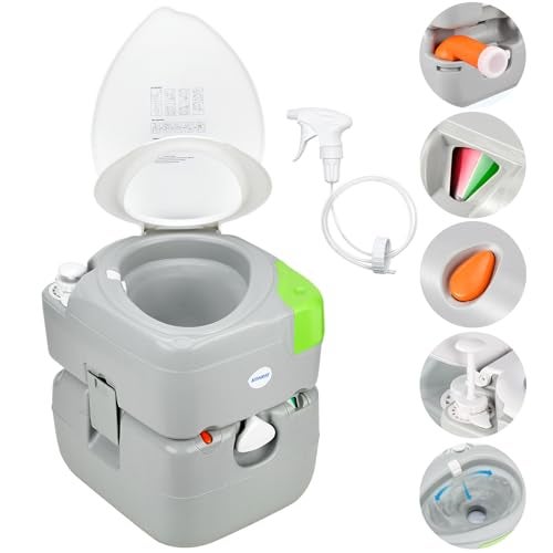 Kohree 5.8 Gal Camping Toilet: Portable Toilet for Adults with Diagonal Elongated Bowl Seat, Large Waste Tank, Leak-Proof Cassette with Level Indicator, RV Travel Porta Potty for Boat Trip Home Use - Image 1