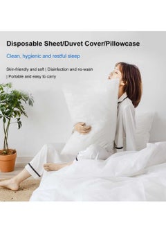 KASTWAVE 4 Pcs Travel Disposable Bedding Set, Travel Double Models Soiled Sleeping Bag Portable Non-Woven Bedspread Duvet Cover and Pillowcase Set, Suitable for Hotels, Camping and Overnight Stays  - Image 2