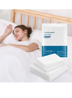KASTWAVE 4 Pcs Travel Disposable Bedding Set, Travel Double Models Soiled Sleeping Bag Portable Non-Woven Bedspread Duvet Cover and Pillowcase Set, Suitable for Hotels, Camping and Overnight Stays  - Image 1