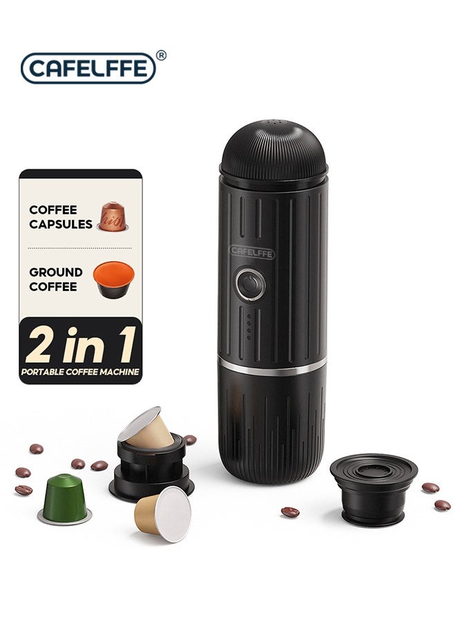 Cafelffe 2in1 Portable Car Coffee Maker With 7500mAh For Travel Camping And Home Black  - Image 1