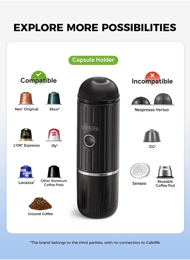 Cafelffe 2in1 Portable Car Coffee Maker With 7500mAh For Travel Camping And Home Black  - Image 3