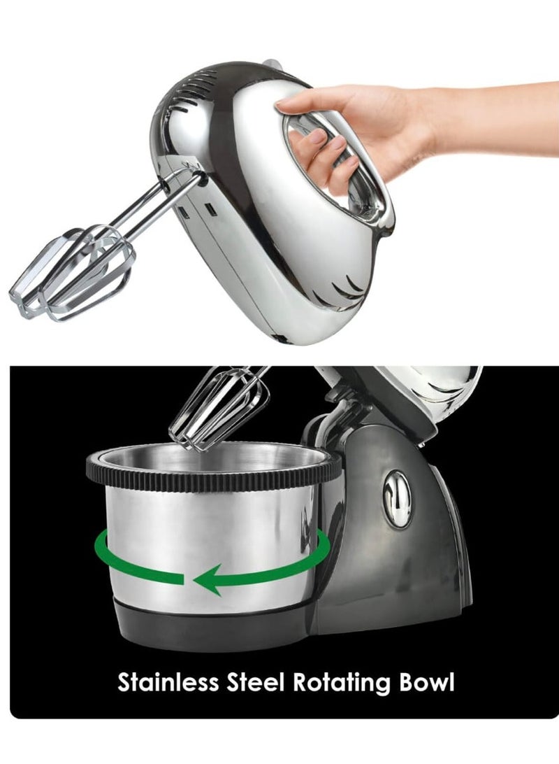 Heavy Duty Stand Mixer, 2L Capacity, 300W Full Copper Motor with Rotating Bowl, 3-Speed Control, 2 Beaters & 2 Dough Hooks Ideal for Baking, Mixing, and Kneading  - Image 4