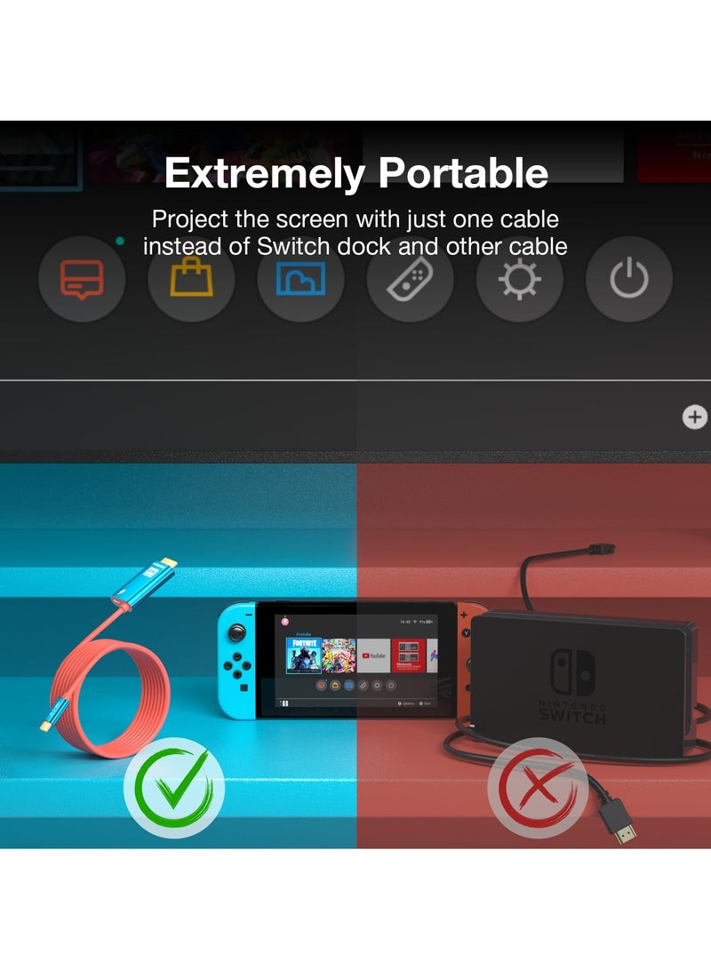 SYOSI Type C to HDMI Cable for Switch/Switch OLED/Steam Deck, 4K@30Hz USB-C to HDMI TV Conversion Cable, Type C to HDMI TV Adapter with 60W PD Charging Port Compatibility with Phone/Laptop/Tablet - Image 3