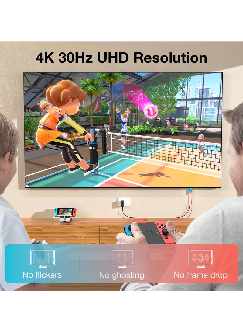 SYOSI Type C to HDMI Cable for Switch/Switch OLED/Steam Deck, 4K@30Hz USB-C to HDMI TV Conversion Cable, Type C to HDMI TV Adapter with 60W PD Charging Port Compatibility with Phone/Laptop/Tablet - Image 2