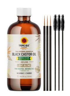 Tropic Isle Living Tropic Isle Living Jamaican Black Castor Light Oil 4oz/ 120ml Brush Set | For Hair Growth Oil, Skin Conditioning, Eyebrows & Eyelashes, Gives Hydration and Strengthening the Hair  - Image 1