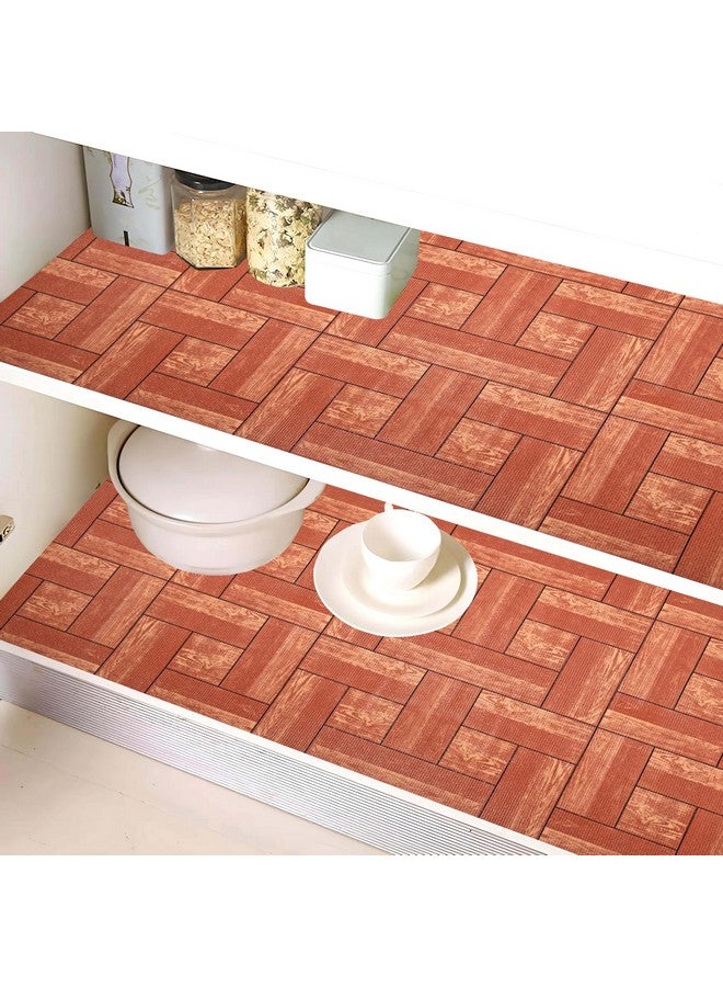 Kuber Industries Kuber Industries Polyvinyl Chloride Wooden Checkered Design PVC Wardrobe Kitchen Drawer Cupboard Cabinet Shelf Mat|Water Proof Dustproof||5 Mtr Roll&Easy to Cut|Size 500 X 45 Cm (Brown) - Ctktc40194  - Image 1