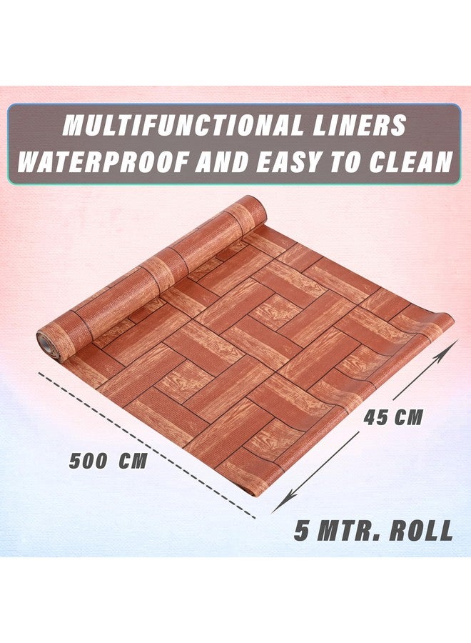 Kuber Industries Kuber Industries Polyvinyl Chloride Wooden Checkered Design PVC Wardrobe Kitchen Drawer Cupboard Cabinet Shelf Mat|Water Proof Dustproof||5 Mtr Roll&Easy to Cut|Size 500 X 45 Cm (Brown) - Ctktc40194  - Image 3