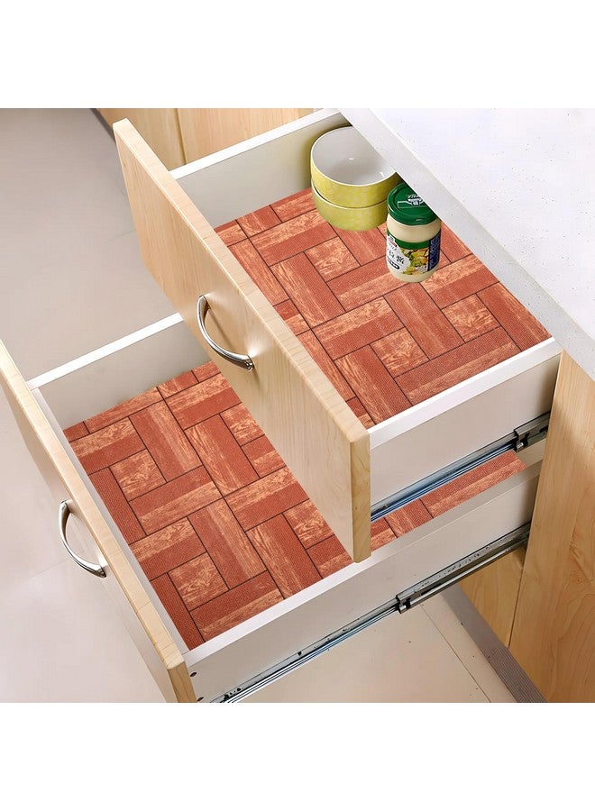 Kuber Industries Kuber Industries Polyvinyl Chloride Wooden Checkered Design PVC Wardrobe Kitchen Drawer Cupboard Cabinet Shelf Mat|Water Proof Dustproof||5 Mtr Roll&Easy to Cut|Size 500 X 45 Cm (Brown) - Ctktc40194  - Image 2
