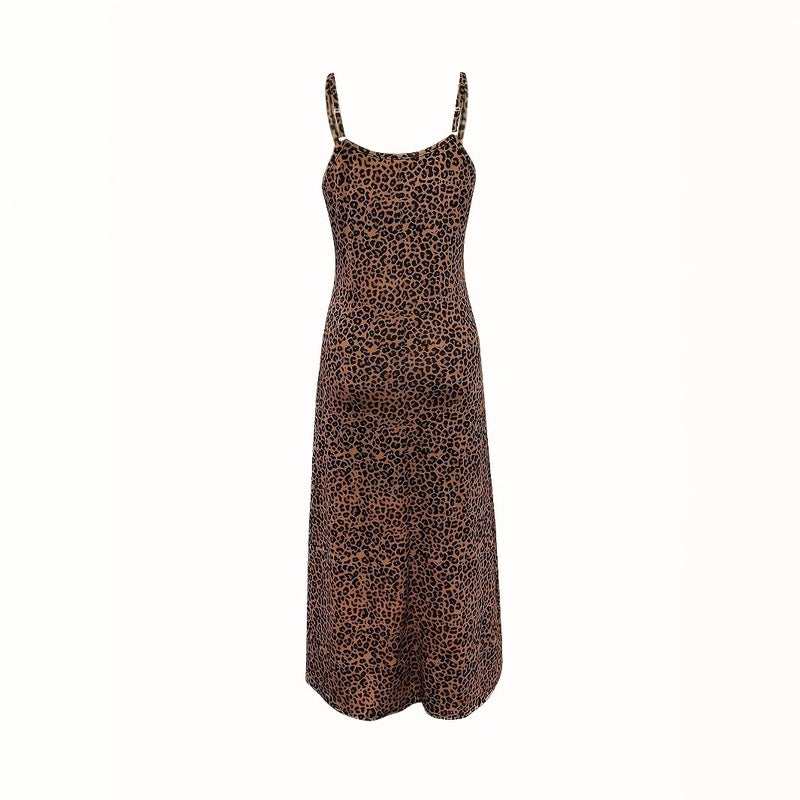 Women's Sleeveless V-Neck Leopard Butterfly Print Maxi Dress - Image 4