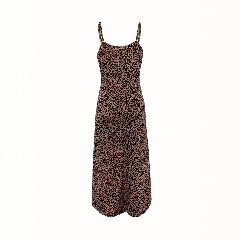 Women's Sleeveless V-Neck Leopard Butterfly Print Maxi Dress - Image 2