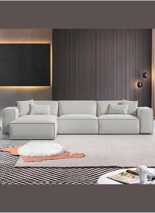 ALWASIT HOME L Shape Luxury Sofa Set |Corner Sofa |Modern Design Furniture Sectional Couch Living Room Sofas (White)  - Image 4