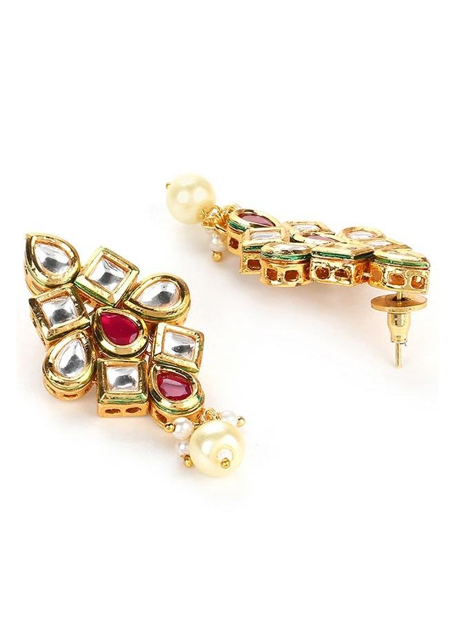 VOYLLA Kundan Studded Gold Plated Necklace Set  - Image 4