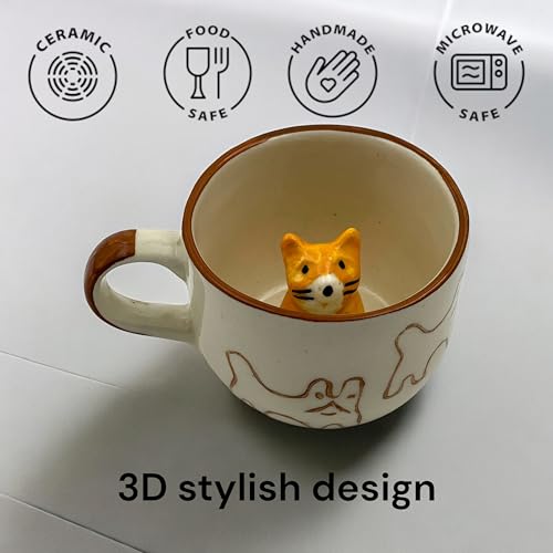 BACKKSPACE RETAIL 3D Animal Coffee Mug Comes with A Cute Cat Inside | Creative Morning Animal Cup for Hot and Cold Tea Milk Coffee | Perfect for Kids Decorations Best Office Cup (Ceramic), 350 ML - Image 3