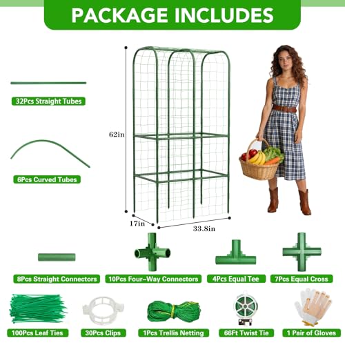 Hoyejyou 62" Tall Cucumber Trellis for Raised Bed, Garden Trellis for Climbing Plants Outdoor, U-Shape Metal Arch Vegetables Trellis Plant Support for Zucchini Squash Vines - Image 5