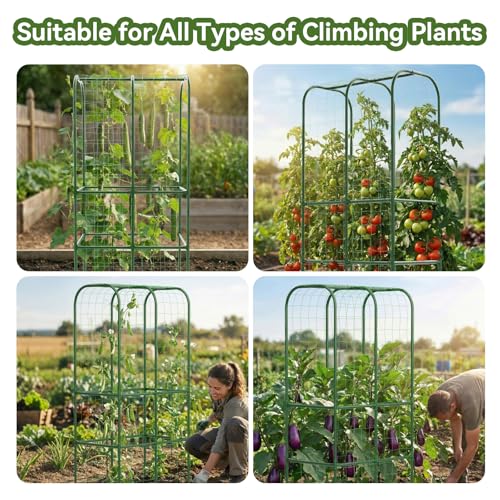 Hoyejyou 62" Tall Cucumber Trellis for Raised Bed, Garden Trellis for Climbing Plants Outdoor, U-Shape Metal Arch Vegetables Trellis Plant Support for Zucchini Squash Vines - Image 4