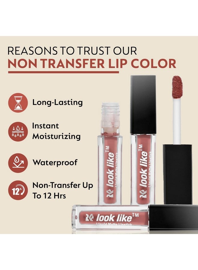 LOOKLIKE | Liquid Matte Lipstick | Stunning, Lasting Color Flawless matte finish Versatility for Any Occasion Professional-Looking | Elevate your Beauty |Pack of -4 - Image 3
