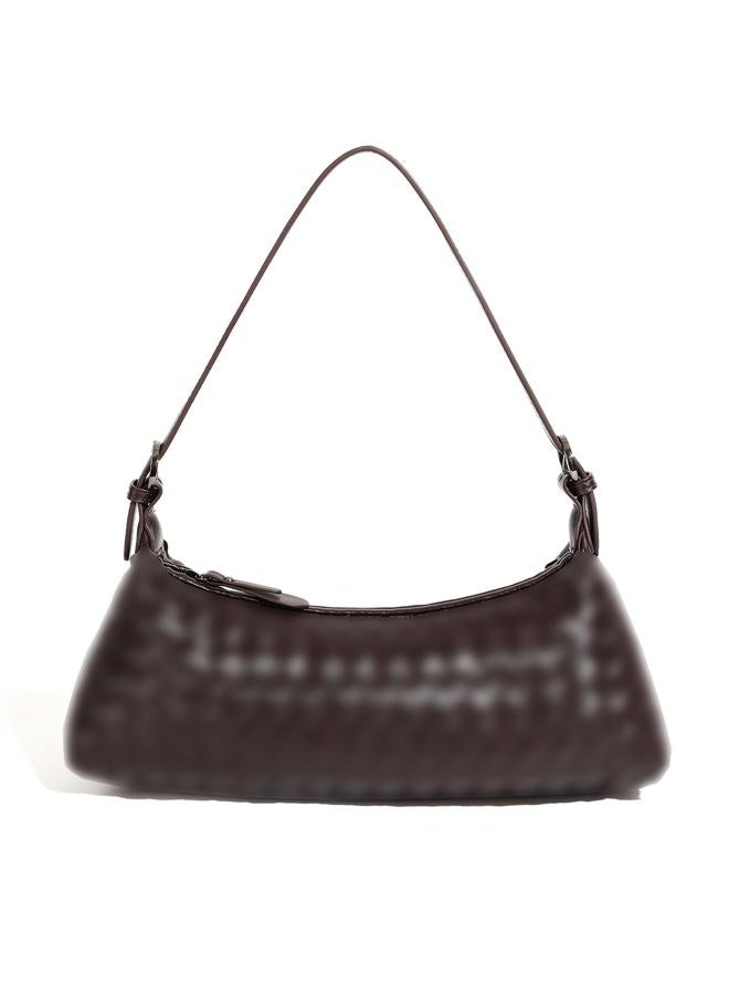 YLYYHH Shoulder Bags for Women, Woven Leather Crossbody Bag Small Purse Cute Hobo Tote Handbag Mini Clutch, Brown, Medium, Box Style - Image 1