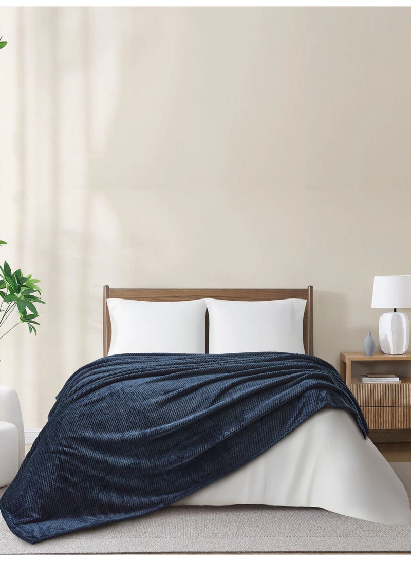 Donetella Fleece Blanket, Single Size 170x240 cm, 350 GSM, Waffle Texture - Lightweight Ultra Soft & Warm Solid Throw Blanket, Cozy for Sofa, Bed & Couch  - Image 1