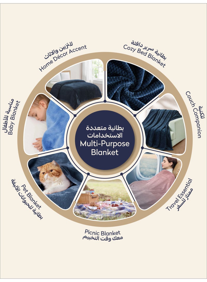 Donetella Fleece Blanket, Single Size 170x210 cm, 300 GSM, Waffle Texture - Lightweight Ultra Soft & Warm Solid Throw Blanket, Cozy for Sofa, Bed & Couch - Image 4