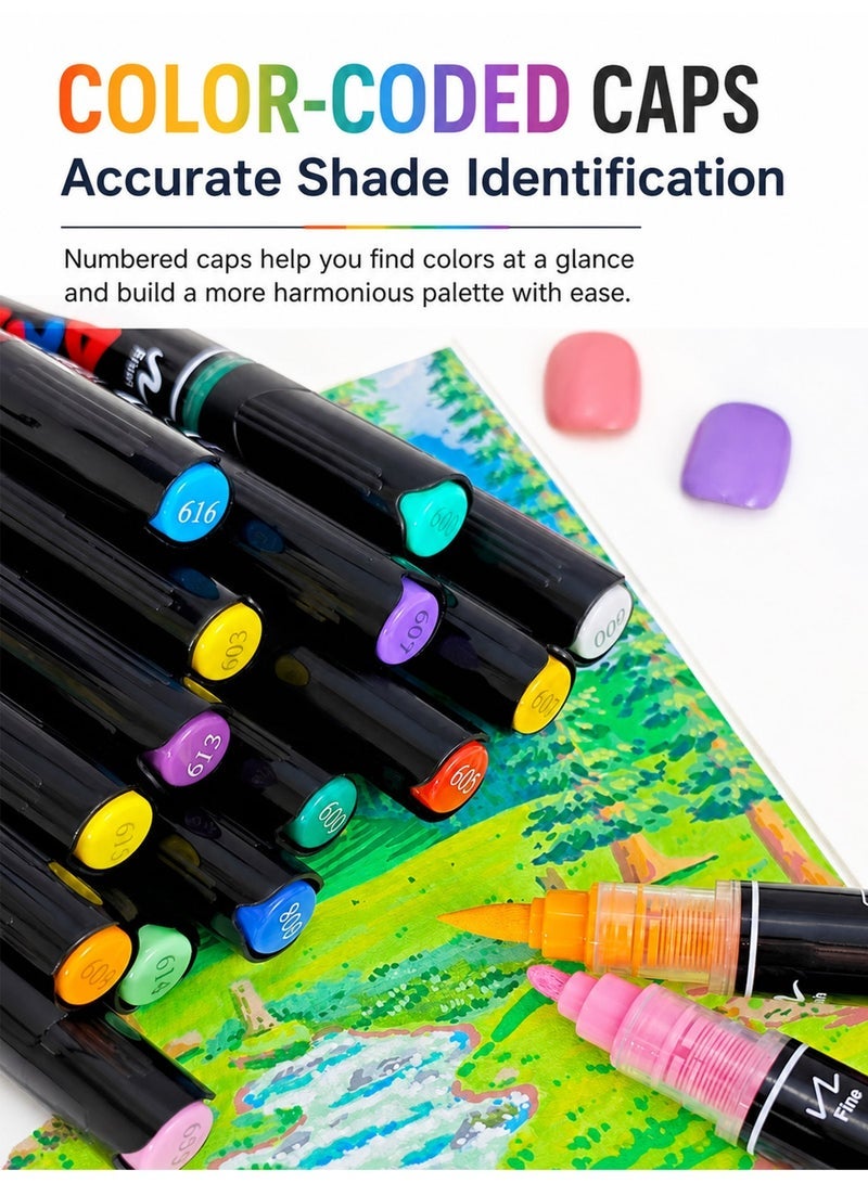 GuangNa 84 Colors Acrylic Dual Tip Marker Set, Liquid Acrylic Paint Markers with Brush Tip & Fine Tip for Drawing, Rock Painting, Wood, Fabric, Glass & DIY Art Projects - Image 4