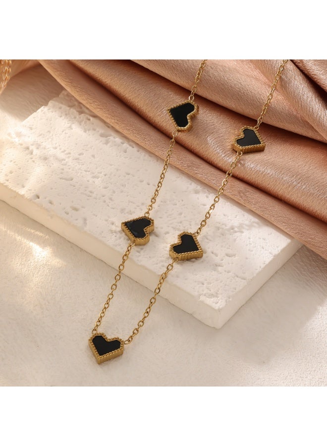 Zoria  Royale Zoria Royale Black Heart 3-Piece Jewelry Set – Necklace, Bracelet & Stud Earrings - Image 4
