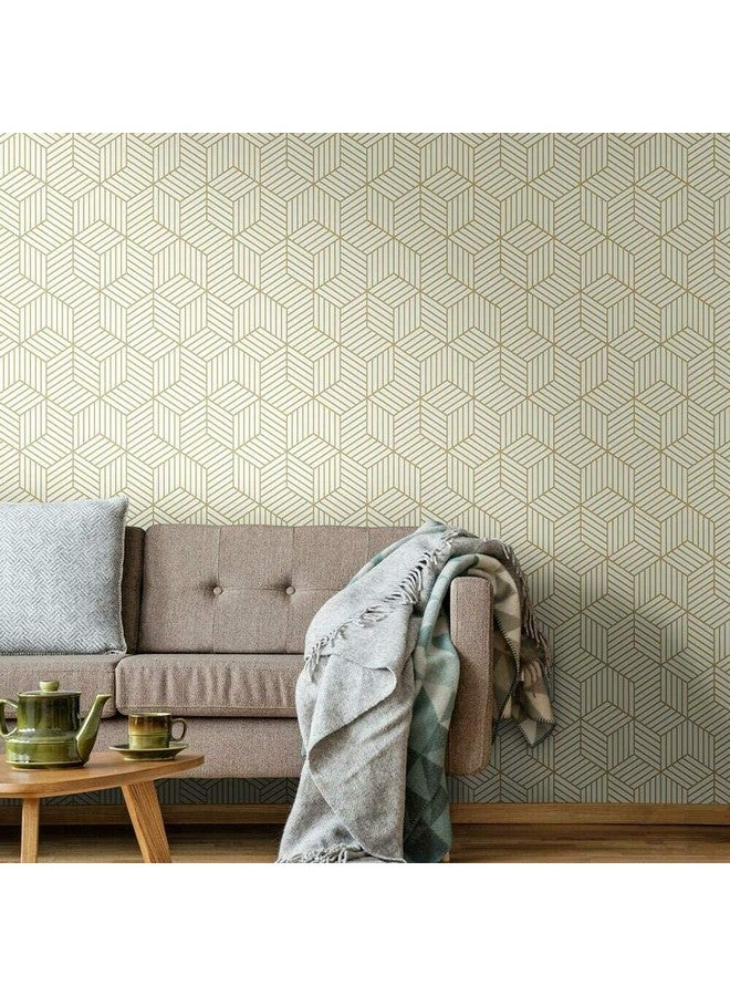 HOMEMATES Self-Adhesive Wallpaper Waterproof Old Furniture Vinyl Stickers Wooden Door Wardrobe Desktop PVC Wall Papers 45 X 304 CM- (Golden Hexagon) - Image 2