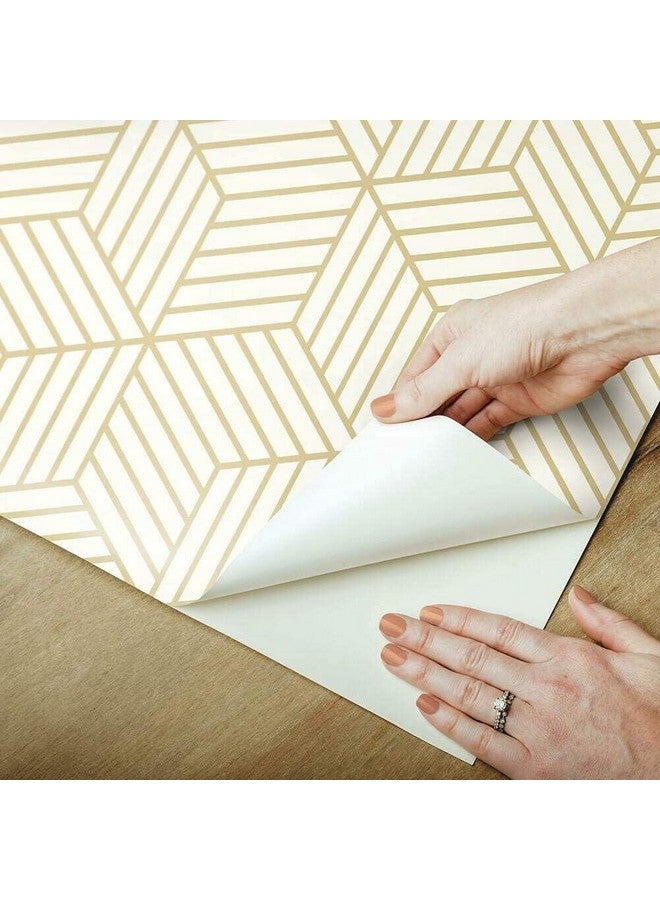 HOMEMATES Self-Adhesive Wallpaper Waterproof Old Furniture Vinyl Stickers Wooden Door Wardrobe Desktop PVC Wall Papers 45 X 304 CM- (Golden Hexagon) - Image 3
