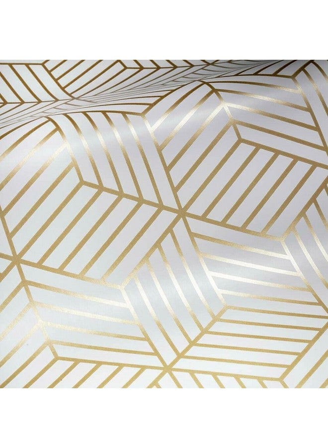 HOMEMATES Self-Adhesive Wallpaper Waterproof Old Furniture Vinyl Stickers Wooden Door Wardrobe Desktop PVC Wall Papers 45 X 304 CM- (Golden Hexagon) - Image 5