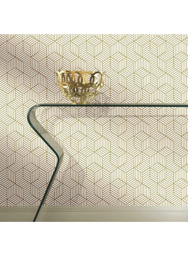 HOMEMATES Self-Adhesive Wallpaper Waterproof Old Furniture Vinyl Stickers Wooden Door Wardrobe Desktop PVC Wall Papers 45 X 304 CM- (Golden Hexagon) - Image 1