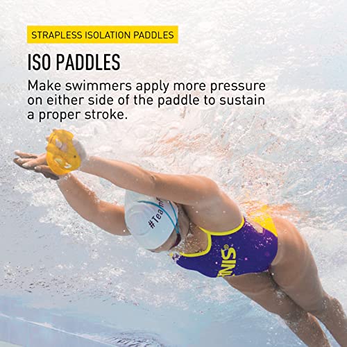 FINIS Iso Swim Training Paddles Stroke Technique Trainer Isolates Muscle Groups Strapless BlackYellow Small - Image 3