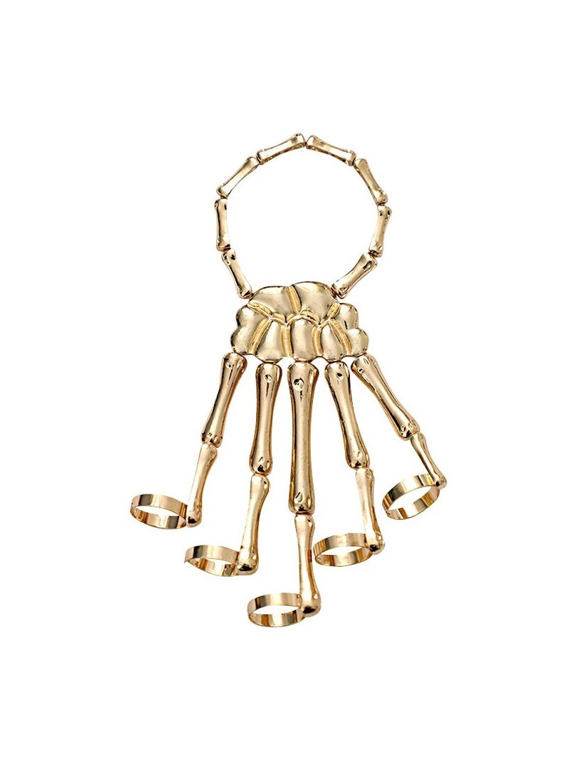 Y&D 1-Piece  Adjustable Skeleton Hand Bone Versatile Ring Bracelet Toy Gold  - Image 2