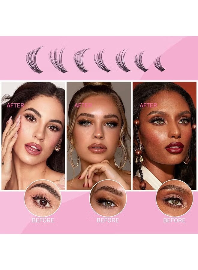 Single Cluster False Lashes Set, Multiple Sizes Eyelashes With Eye Black Mascara Comb And Tweezers, Dense Natural Look Eyelashes, Curl Extension Lashes Eyelashes Set, Enlarge Your Eyes Eyelashes - view 5