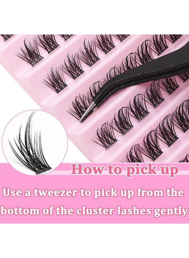 Single Cluster False Lashes Set, Multiple Sizes Eyelashes With Eye Black Mascara Comb And Tweezers, Dense Natural Look Eyelashes, Curl Extension Lashes Eyelashes Set, Enlarge Your Eyes Eyelashes - view 4