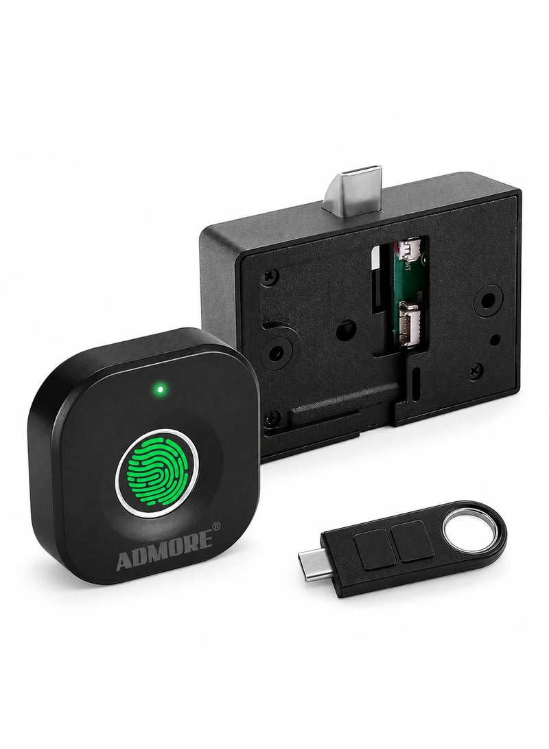 ADMORE Smart Fingerprint Cabinet and Drawer Lock for Wooden Furniture, Keyless Biometric Hidden Electronic Security for Wardrobes, Cupboards and Office File Cabinets - Image 1