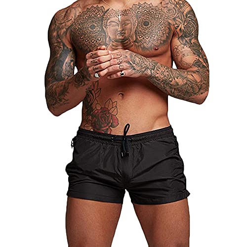 Rexcyril Men's Athletic Gym Workout Shorts 3 Inch Quick Dry Running Bodybuilding Short Shorts with Liner and Zipper Pockets, Black, X-Large - Image 2
