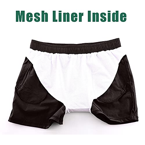Rexcyril Men's Athletic Gym Workout Shorts 3 Inch Quick Dry Running Bodybuilding Short Shorts with Liner and Zipper Pockets, Black, X-Large - Image 5