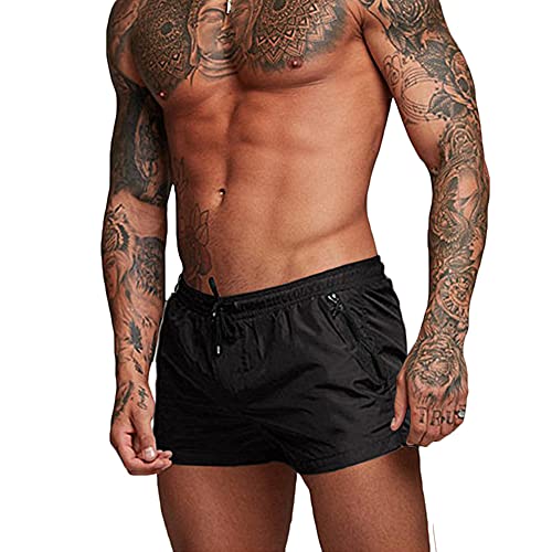 Rexcyril Men's Athletic Gym Workout Shorts 3 Inch Quick Dry Running Bodybuilding Short Shorts with Liner and Zipper Pockets, Black, X-Large - Image 1