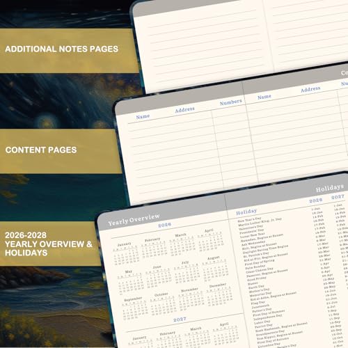 Pinchoco 2026-2028 Pocket Planner/Calendar - 3 Year Monthly Planner 2026-2028, Jan. 2026 - Dec. 2028(36 Months), 6.3" x 3.8", Monthly Pocket Calendar with 60 Note Pages, Pen Hold, Perfect Organizer for Purse - Image 5