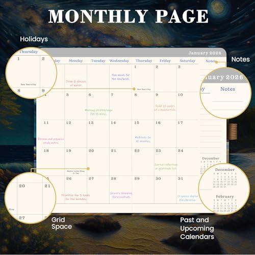Pinchoco 2026-2028 Pocket Planner/Calendar - 3 Year Monthly Planner 2026-2028, Jan. 2026 - Dec. 2028(36 Months), 6.3" x 3.8", Monthly Pocket Calendar with 60 Note Pages, Pen Hold, Perfect Organizer for Purse - Image 3