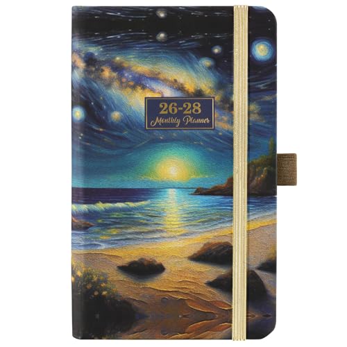 Pinchoco 2026-2028 Pocket Planner/Calendar - 3 Year Monthly Planner 2026-2028, Jan. 2026 - Dec. 2028(36 Months), 6.3" x 3.8", Monthly Pocket Calendar with 60 Note Pages, Pen Hold, Perfect Organizer for Purse - Image 1