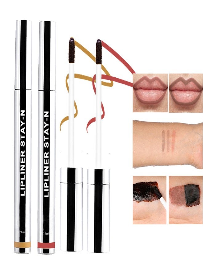 Aaiffey Lip Liner Stain Peel Off,Long Lasting Lip Stain Peel Off Waterproof Lip Tint Stain Non-Stick Cup Natural Lip Makeup (01#Nude+03#Rose) - Image 1