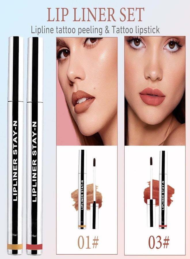 Aaiffey Lip Liner Stain Peel Off,Long Lasting Lip Stain Peel Off Waterproof Lip Tint Stain Non-Stick Cup Natural Lip Makeup (01#Nude+03#Rose) - Image 5