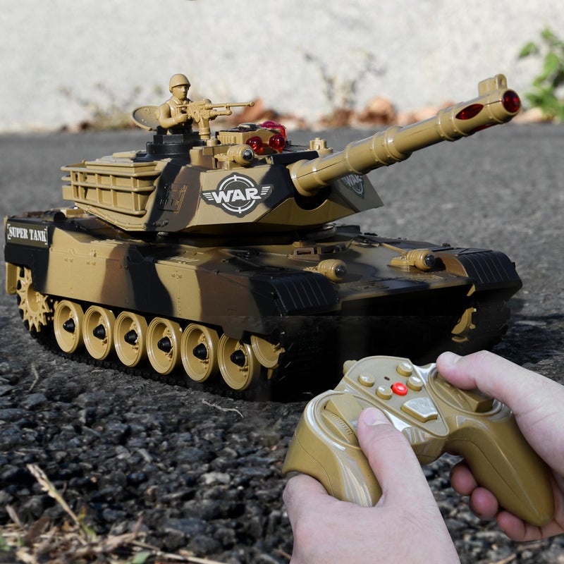 Haktoys 2-Pack RC Battle Tank Set - 1:24 Scale Remote Control Military Fighting Tanks with Lights, Realistic Sounds & Life Indicators | Radio Control Army Toy for Kids & Adults - Image 3