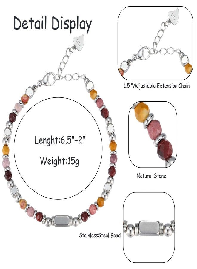 chorfla Beaded Bracelets For Women-Silver Boho Bracelets,Bohemian Beaded Bracelet for Women,Birthday Gifts For Best Friends Female Women,Natural Stone Bracelet - Image 2