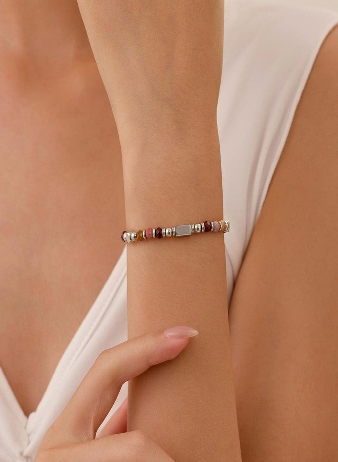 chorfla Beaded Bracelets For Women-Silver Boho Bracelets,Bohemian Beaded Bracelet for Women,Birthday Gifts For Best Friends Female Women,Natural Stone Bracelet - Image 5
