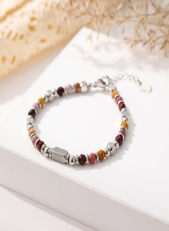 chorfla Beaded Bracelets For Women-Silver Boho Bracelets,Bohemian Beaded Bracelet for Women,Birthday Gifts For Best Friends Female Women,Natural Stone Bracelet - Image 3
