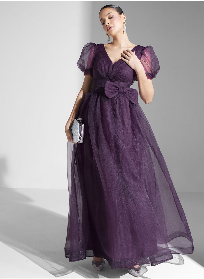 Khizana - Puff Sleeve A-Line Dress - Image 1