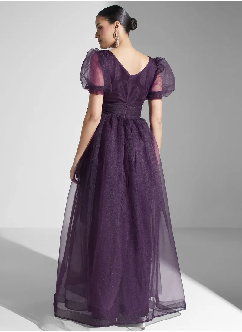 Khizana Puff Sleeve A-Line Dress