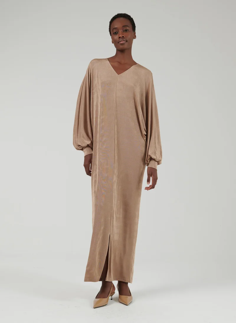 leem Metallic-Effect Batwing Kaftan