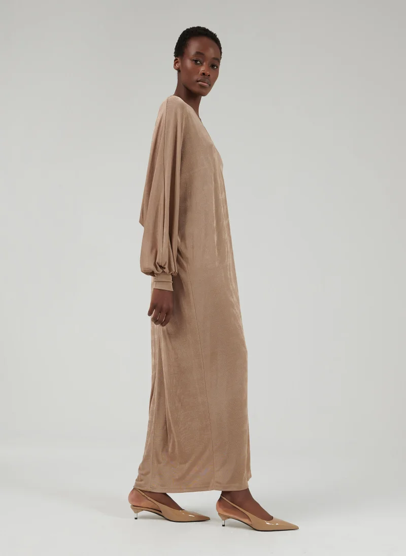 leem Metallic-Effect Batwing Kaftan